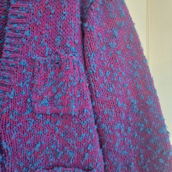 Vintage Vibrant Purple and Blue Women's Boucle Cardigan - Picture 3 of 8
